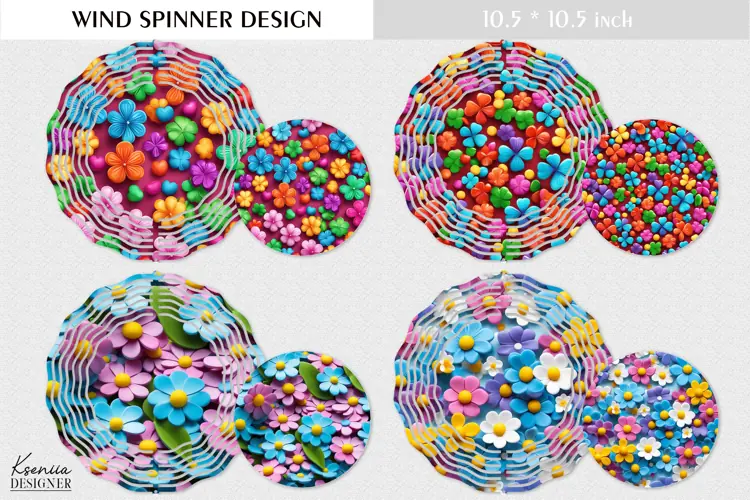 Pink Wild Flowers Round Sign| Summer Wind Spinner Design