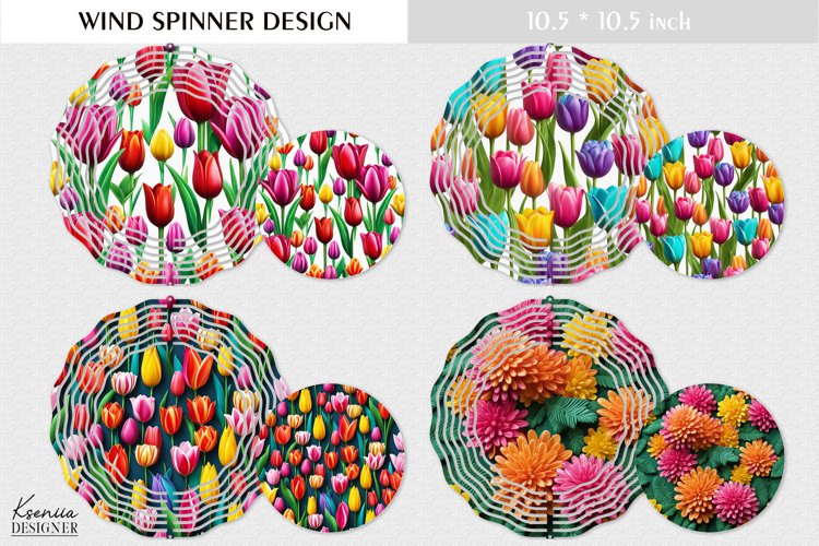 Tulip Flowers Round Sign| Summer Wind Spinner Design example image 1