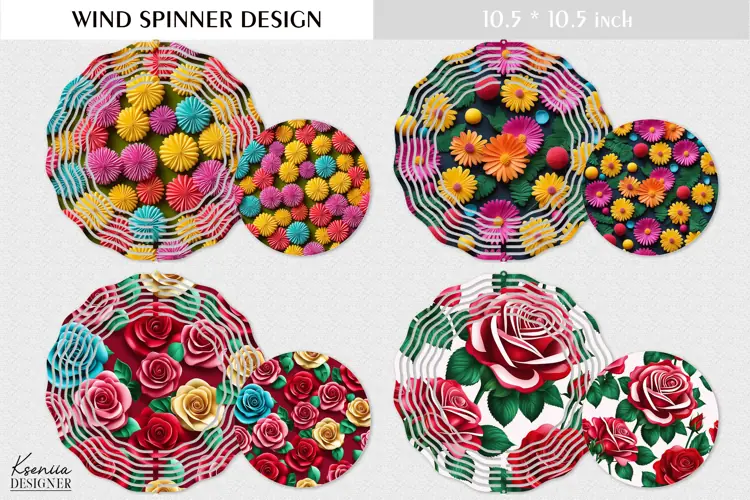 Roses Flowers Round Sign| Summer Wind Spinner Design
