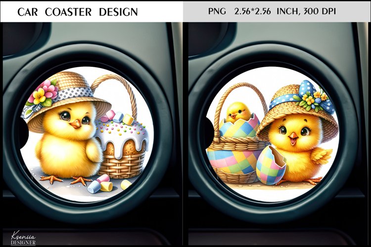 Easter Chick |Cute Animal Car Coaster Design example image 1