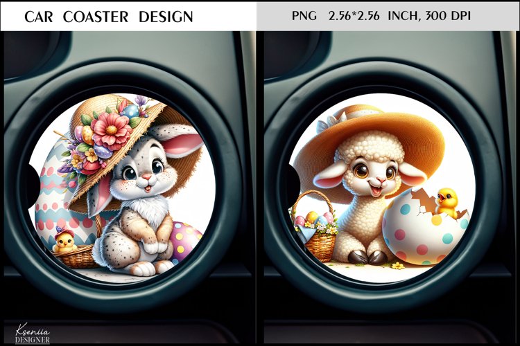 Easter Bunny|Cute Animal Car Coaster Design example image 1