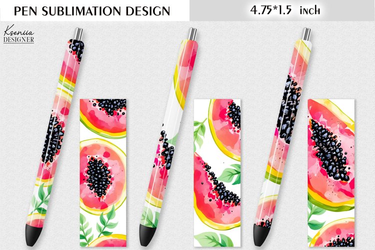 Tropical Papaya|Watercolor Summer Pen Wraps example image 1