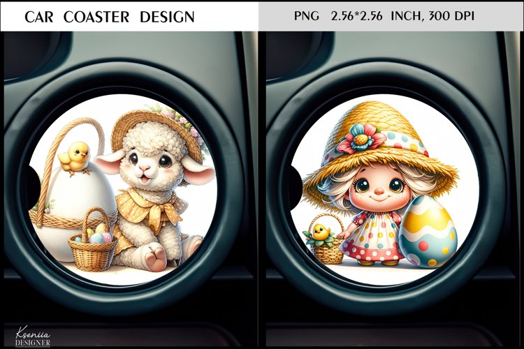 Vintage Sheep|EasterGnome|Cute Animal Car Coaster Design example image 1