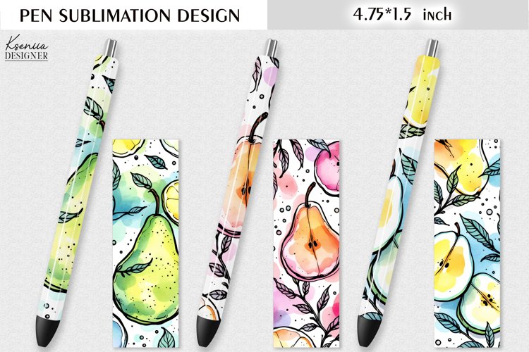 Colorful Pears|Watercolor Summer Pen Wraps example image 1