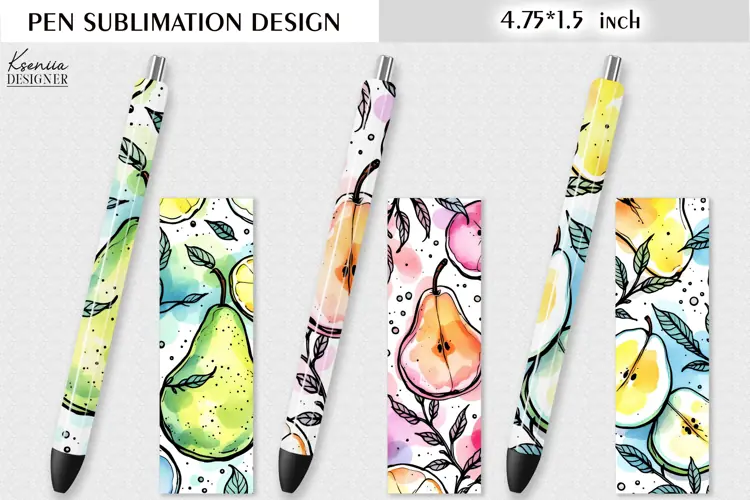 Colorful Pears|Watercolor Summer Pen Wraps