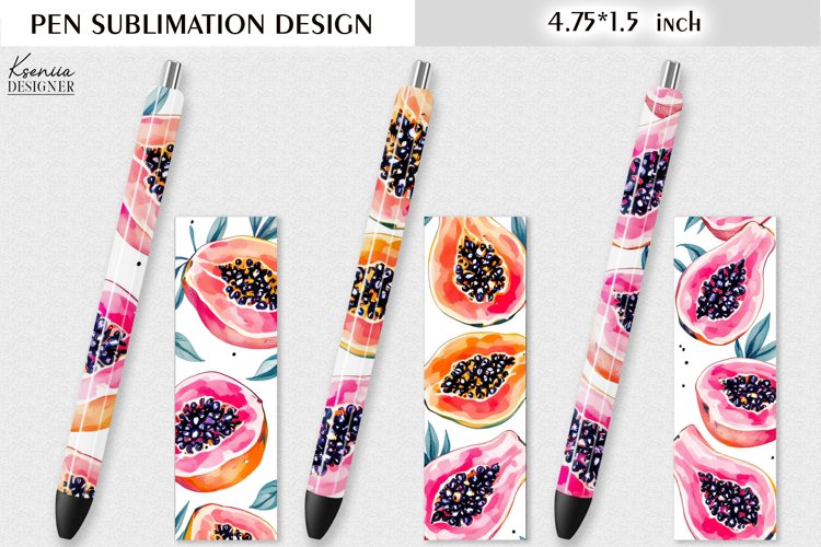 Tropical Papaya|Watercolor Summer Pen Wraps example image 1