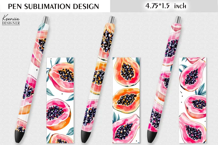 Tropical Papaya|Watercolor Summer Pen Wraps