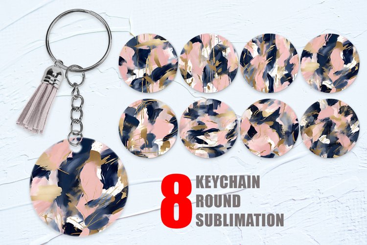 Contemporary Pink and Blue Keychain | Keyring example image 1