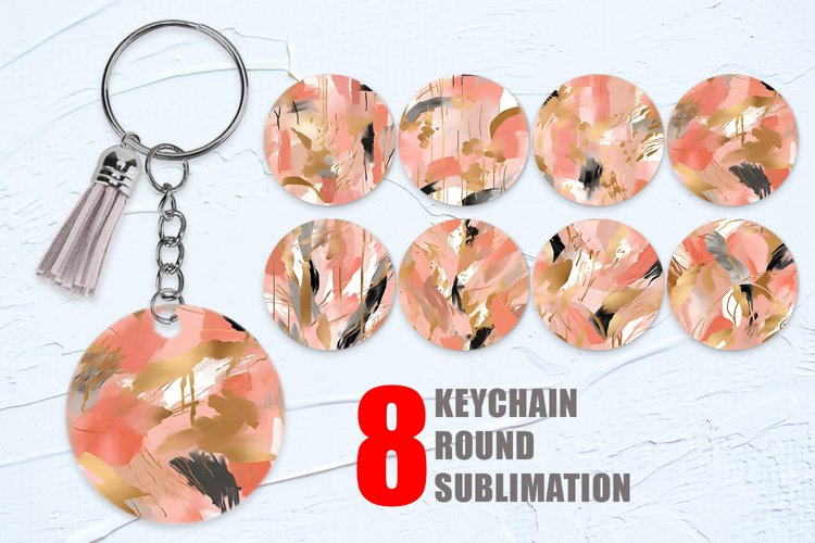 Contemporary Art Pink Keychain | Keyring