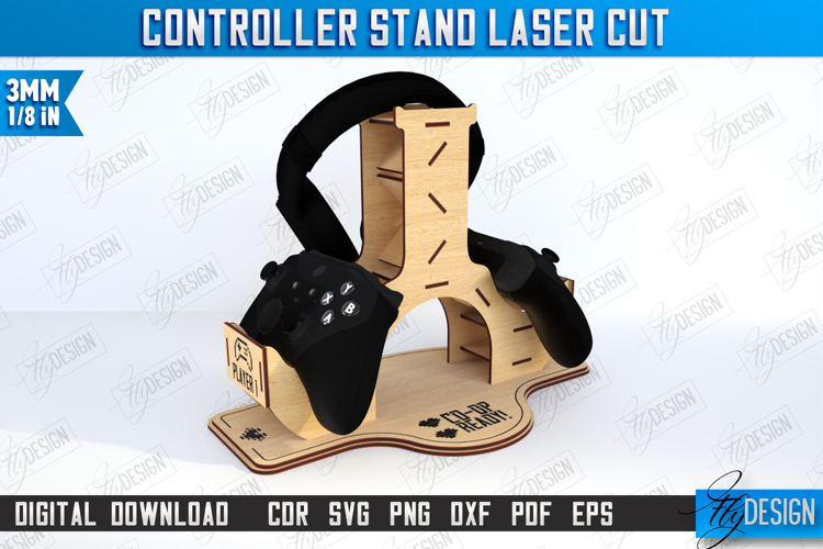 Stand for Two Gamepads Laser Cut | Headphone Holder | CNC
