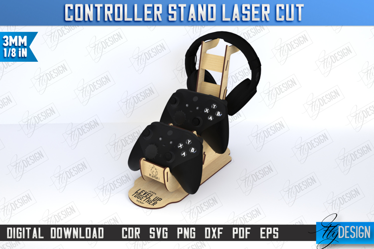Stand for Two Gamepads Laser Cut | Headphone Holder | CNC