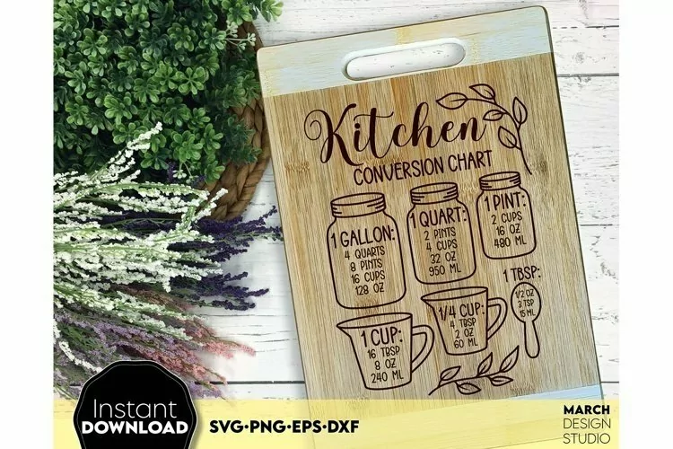 Kitchen Conversion Chart | Kitchen Cutting Board | Mason Jar