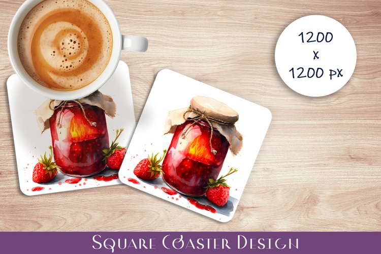 Strawberry jam in the kitchen Square slides Sublimation.