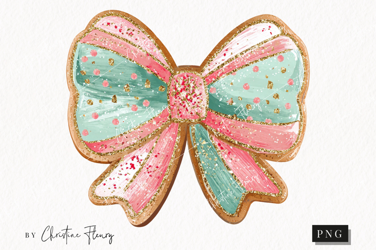 Brush Stroke Christmas Bow Clipart | Preppy Christmas PNG