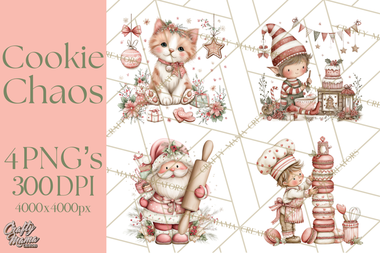 Holiday Baking Clipart PNG, Cute Cookie Characters