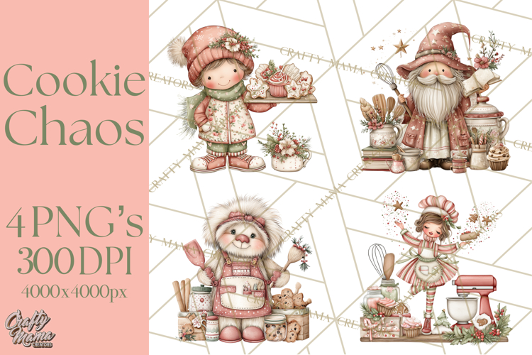 Holiday Baking Clipart PNG, Cute Cookie Characters