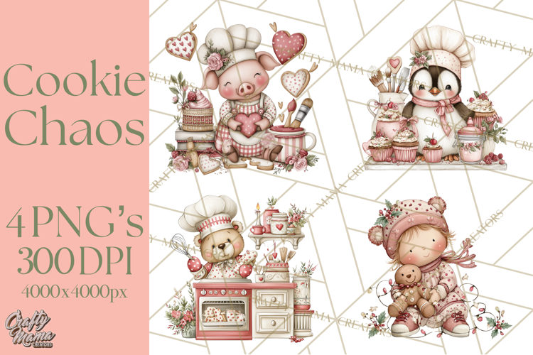 Holiday Baking Clipart PNG, Cute Cookie Characters