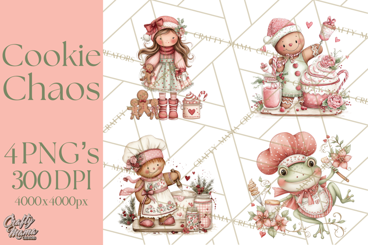 Holiday Baking Clipart PNG, Cute Cookie Characters