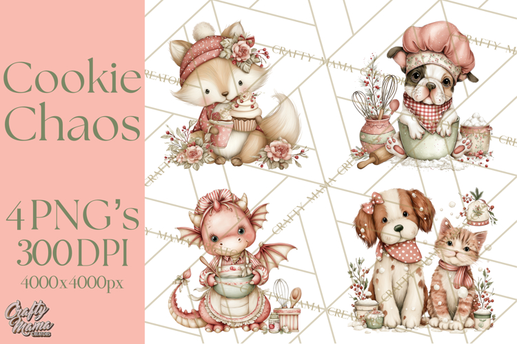 Holiday Baking Clipart PNG, Cute Cookie Characters