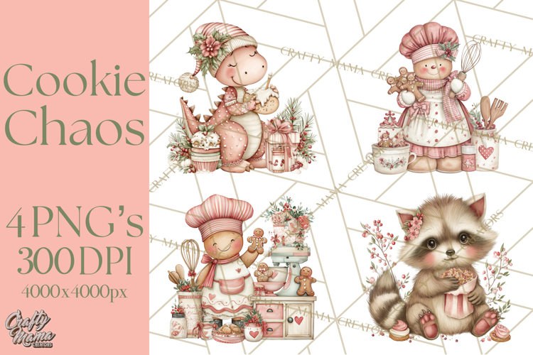 Holiday Baking Clipart PNG, Cute Cookie Characters