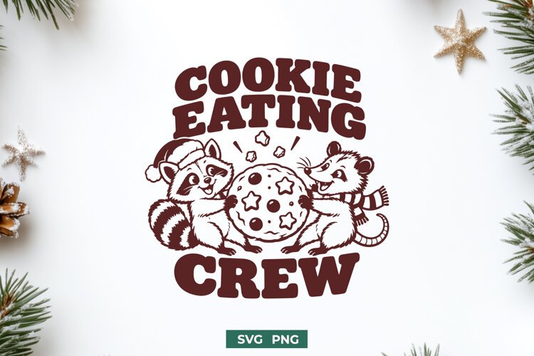 Cookie Eating Crew SVG, Christmas Raccoon Opossum PNG Design example image 1