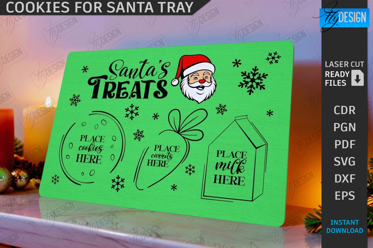 Santa Cookie Tray Laser Cut|Christmas|Santa Treats SVG|Xmas