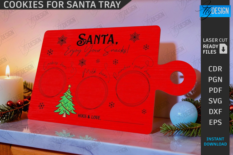 Santa Cookie Tray Laser Cut|Christmas|Santa Treats SVG|Xmas