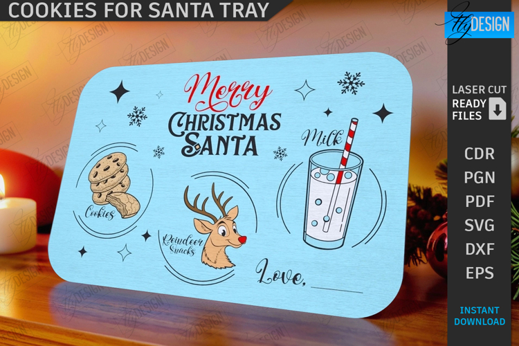 Santa Cookie Tray Laser Cut|Christmas|Santa Treats SVG|Xmas