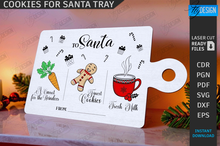 Santa Cookie Tray Laser Cut|Christmas|Santa Treats SVG|Xmas