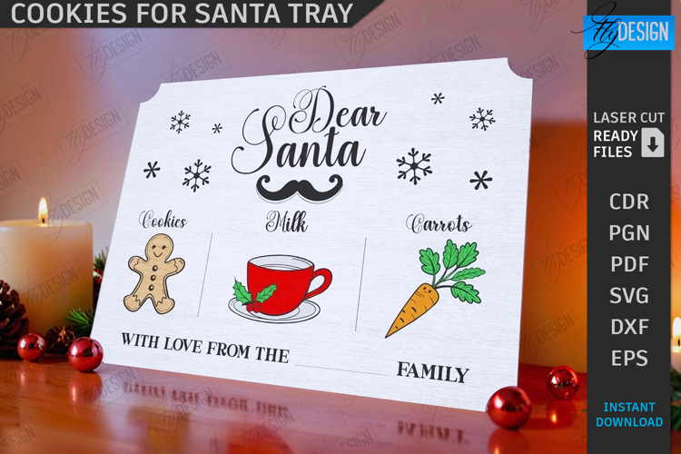 Santa Cookie Tray Laser Cut|Christmas|Santa Treats SVG|Xmas