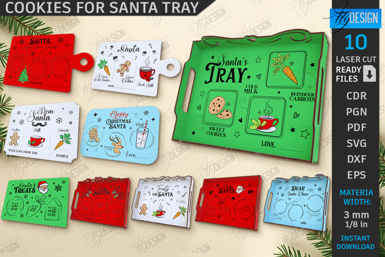 Santa Cookie Trays Laser Cut Bundle| Christmas |Santa Treats