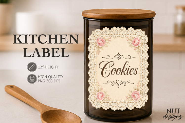 Vintage Floral Cookies Lace Kitchen Label pantry label