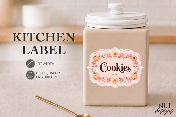 Sweet Floral Cookie Kitchen Label Pantry Label example image 1