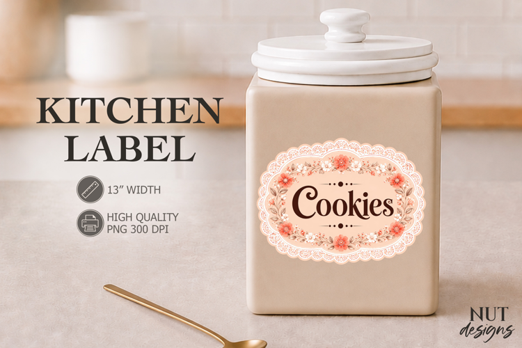 Floral Cookies Label Lace Pantry Label