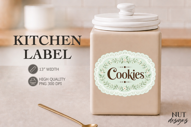 Floral Cookies Kitchen Label Lace Pantry Label