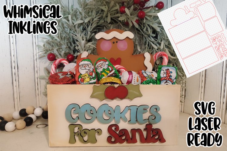 Cookies For Santa Gingerbread Treat Box Laser SVG example image 1