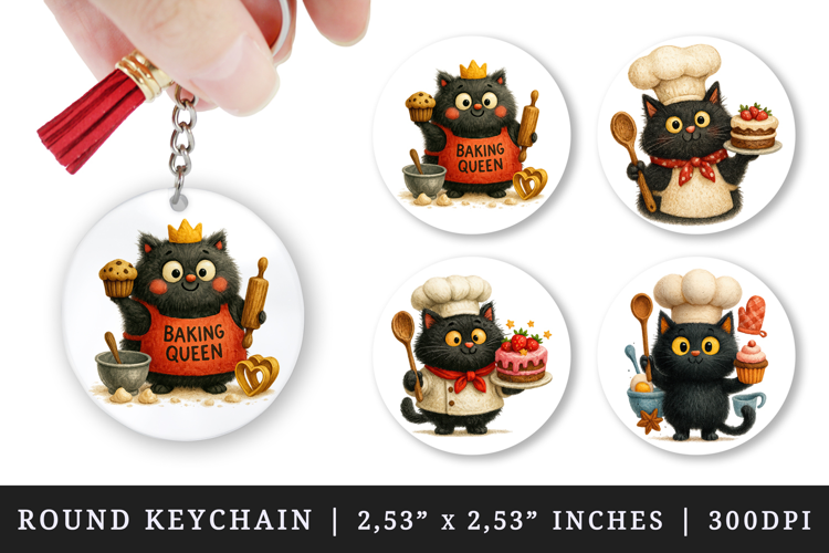 Cooking and Baking round keychain sublimation design