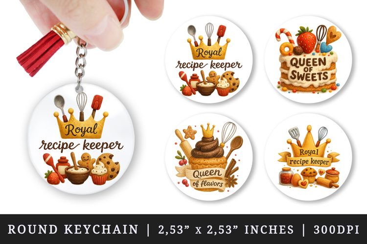 Cooking and Baking round keychain sublimation design