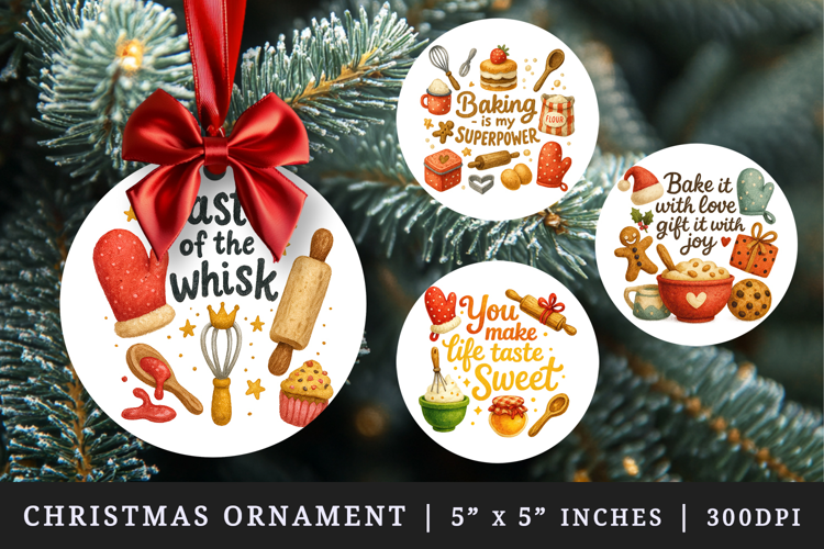 Cooking and Baking round ornaments sublimation design