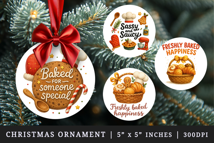 Cooking and Baking round ornaments sublimation design