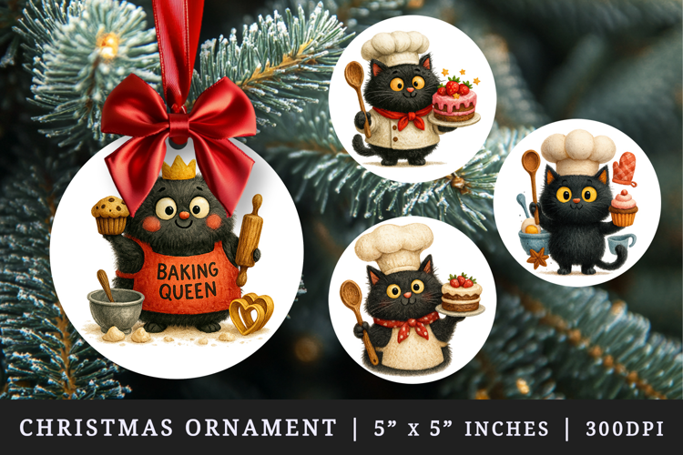 Cooking and Baking round ornaments sublimation design
