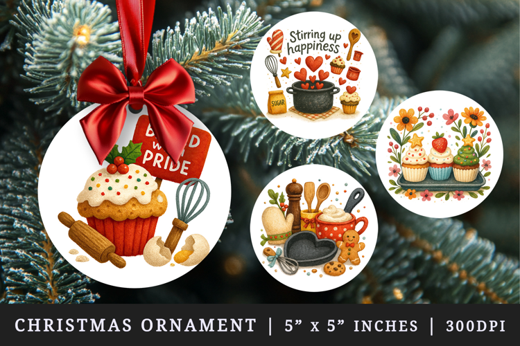 Cooking and Baking round ornaments sublimation design