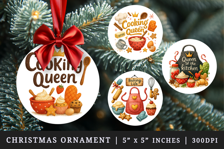Cooking and Baking round ornaments sublimation design