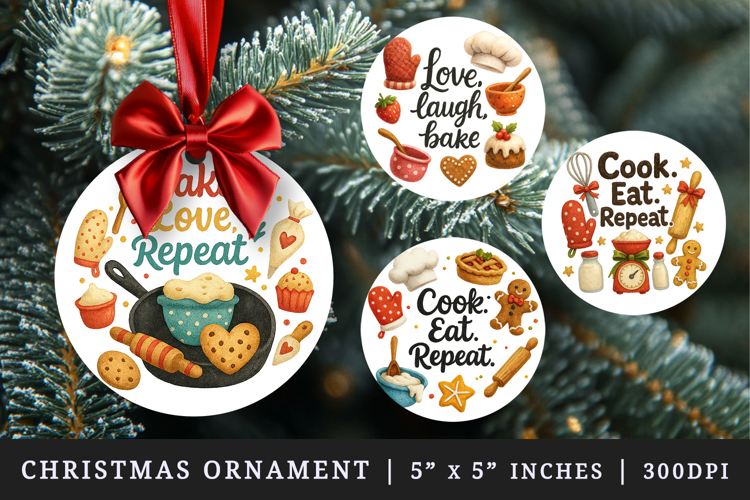 Cooking and Baking round ornaments sublimation design
