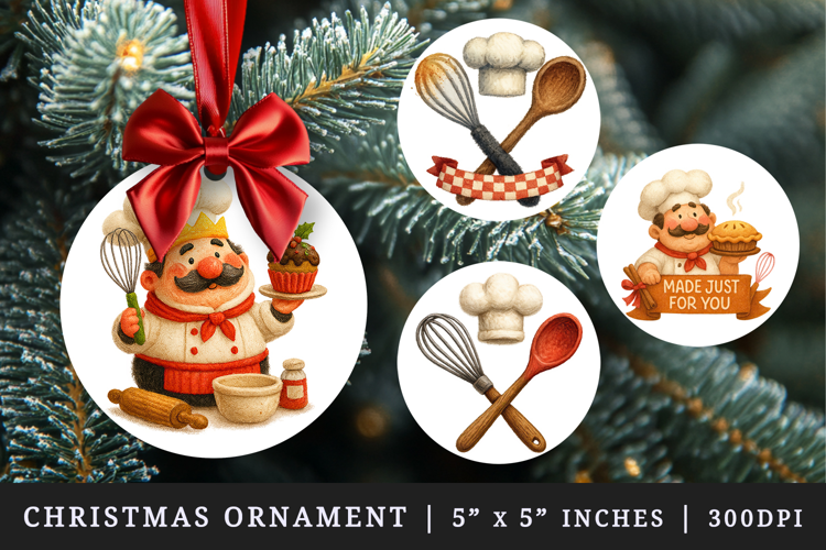 Cooking and Baking round ornaments sublimation design