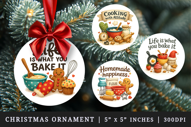 Cooking and Baking round ornaments sublimation design