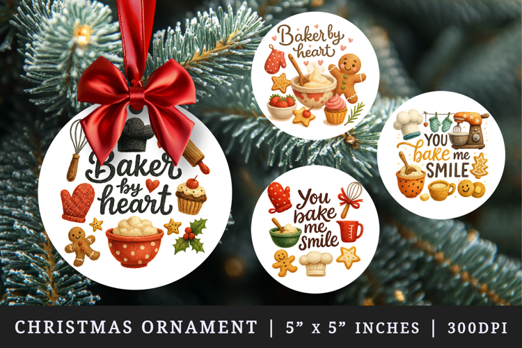 Cooking and Baking round ornaments sublimation design