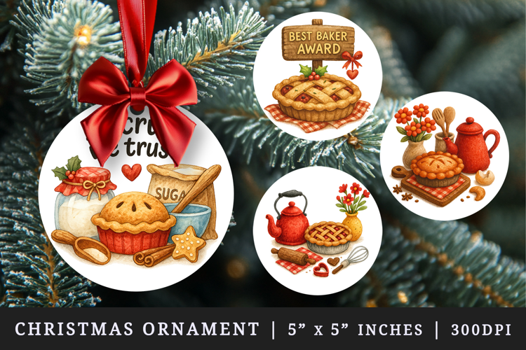 Cooking and Baking round ornaments sublimation design