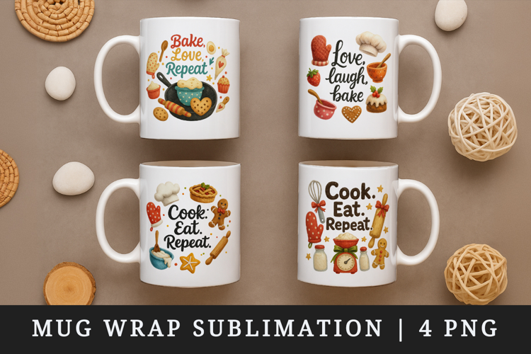 Cooking and Baking mug wrap printable sublimation design