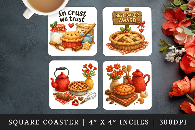 Cooking and Baking square coaster sublimation design